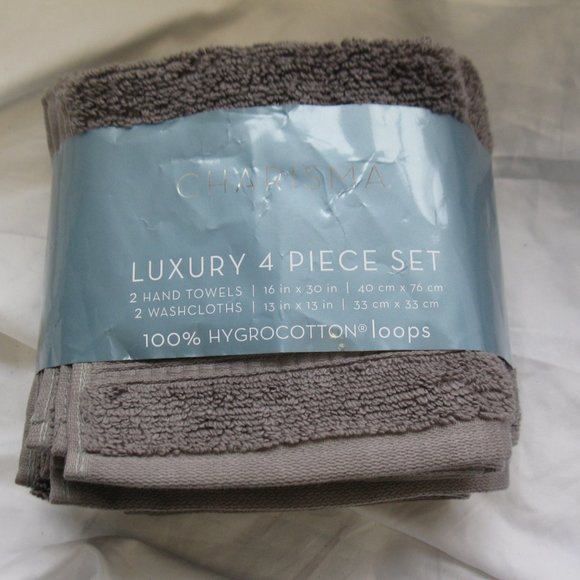 Charisma 100% Hygrocotton 4 Piece Towel Set, 2 hand towels 2 wash cloths, NWT - Picture 1 of 2
